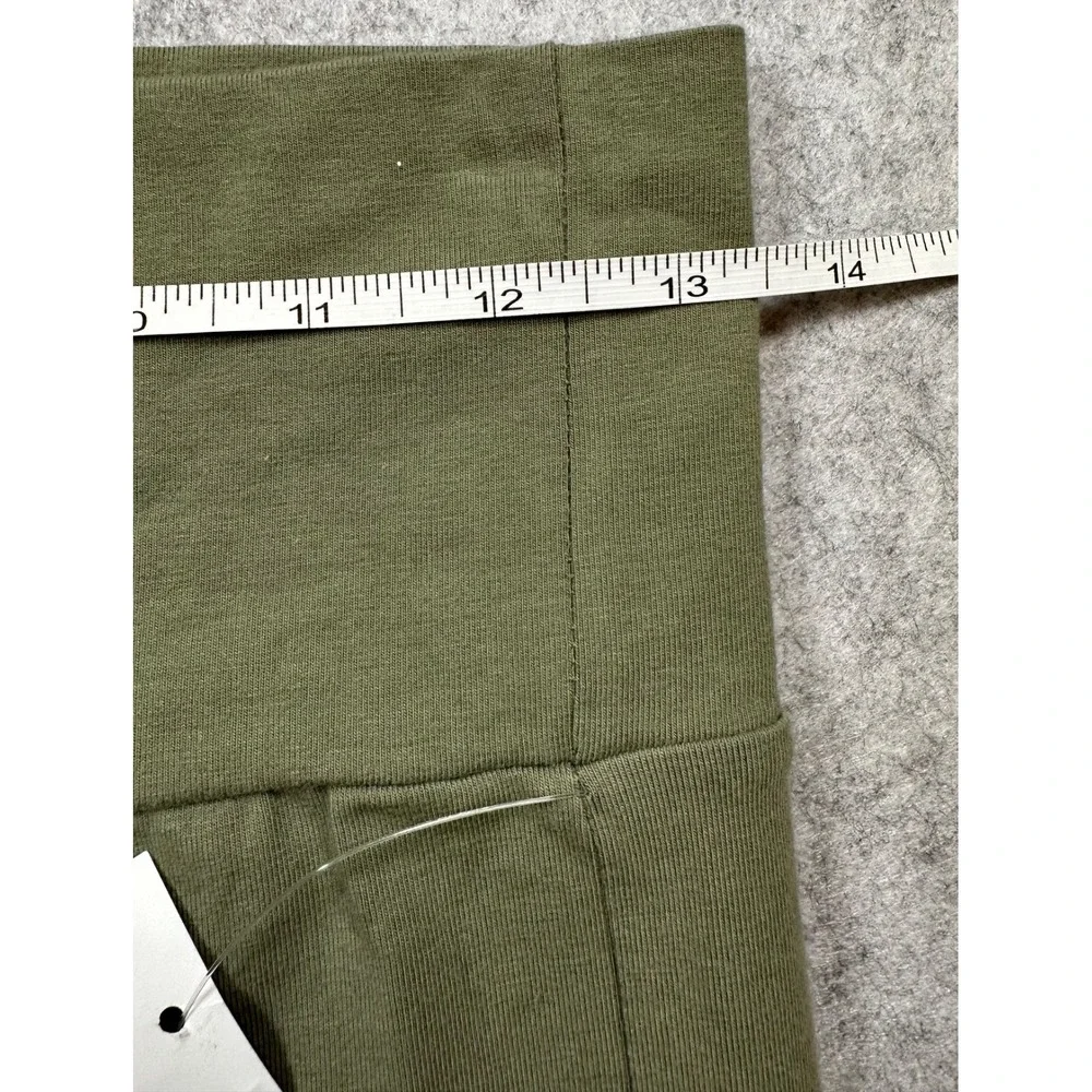 Ambiance High Waist Ankle Leggings Olive Green Cotton Stretch‎ Size Medium NWT